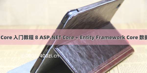 ASP.NET Core 入门教程 8 ASP.NET Core + Entity Framework Core 数据访问入门