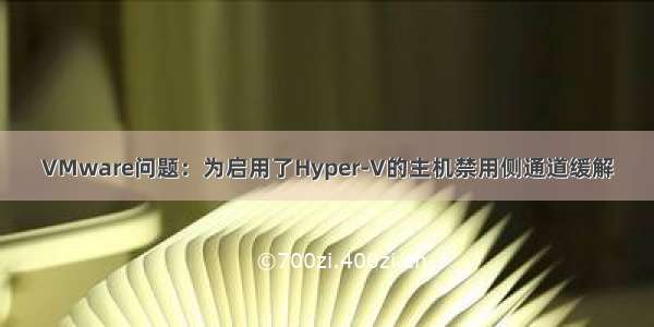 VMware问题：为启用了Hyper-V的主机禁用侧通道缓解