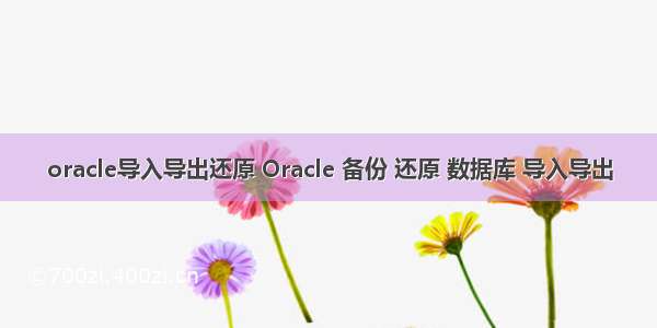 oracle导入导出还原 Oracle 备份 还原 数据库 导入导出