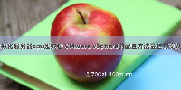 vmware虚拟化服务器cpu超线程 VMware vSphere的配置方法最佳方案从而提高性能