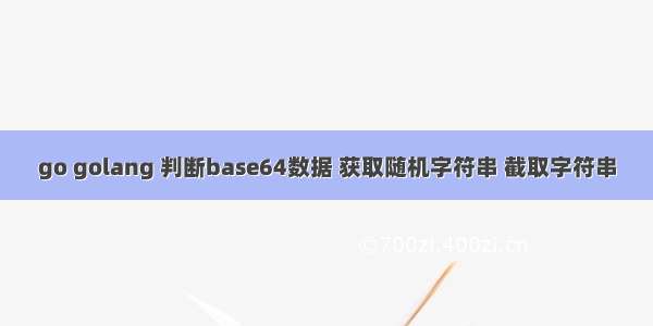 go golang 判断base64数据 获取随机字符串 截取字符串