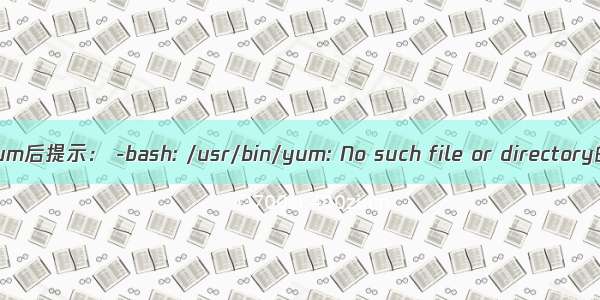 linux输入yum后提示： -bash: /usr/bin/yum: No such file or directory的解决方案