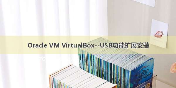 Oracle VM VirtualBox--USB功能扩展安装