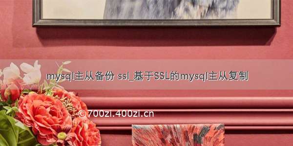 mysql主从备份 ssl_基于SSL的mysql主从复制