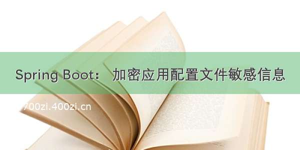 Spring Boot： 加密应用配置文件敏感信息