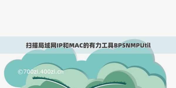 扫描局域网IP和MAC的有力工具BPSNMPUtil