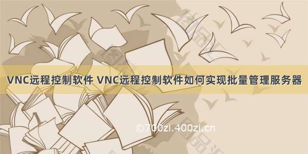 VNC远程控制软件 VNC远程控制软件如何实现批量管理服务器
