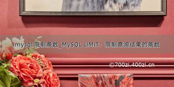 mysql 限制条数_MySQL LIMIT：限制查询结果的条数