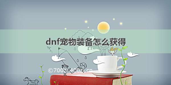 dnf宠物装备怎么获得