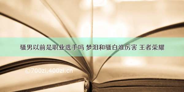 骚男以前是职业选手吗 梦泪和骚白谁厉害 王者荣耀