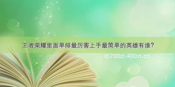 王者荣耀里面单排最厉害上手最简单的英雄有谁？