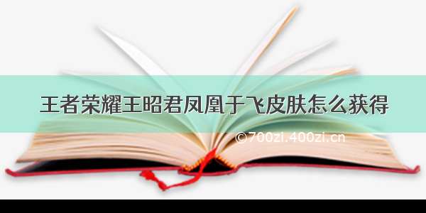 王者荣耀王昭君凤凰于飞皮肤怎么获得