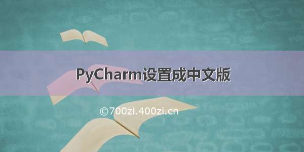 PyCharm设置成中文版