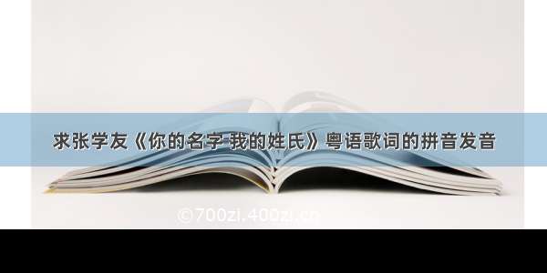 求张学友《你的名字 我的姓氏》粤语歌词的拼音发音