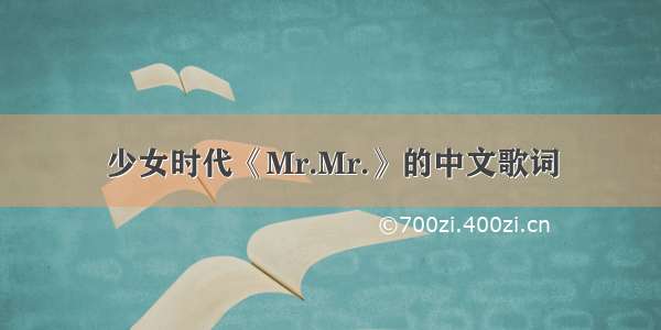 少女时代《Mr.Mr.》的中文歌词