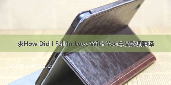 求How Did I Fall In Love With You中文歌词翻译