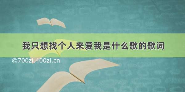 我只想找个人来爱我是什么歌的歌词