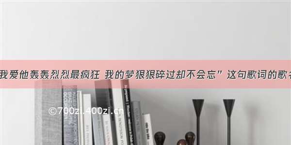 谁知道“我爱他轰轰烈烈最疯狂 我的梦狠狠碎过却不会忘”这句歌词的歌名是什么？