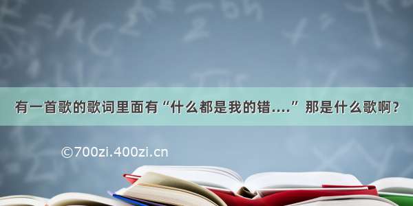 有一首歌的歌词里面有“什么都是我的错....” 那是什么歌啊？