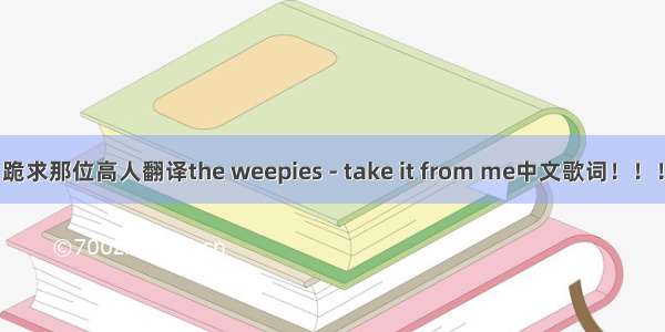 跪求那位高人翻译the weepies - take it from me中文歌词！！！