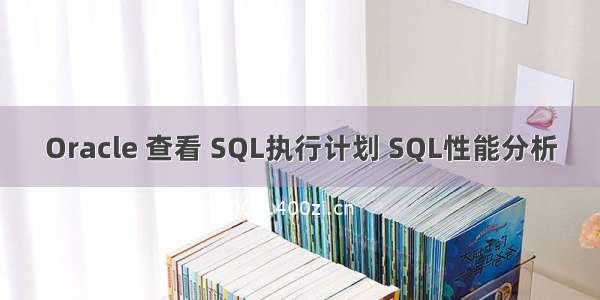 Oracle 查看 SQL执行计划 SQL性能分析