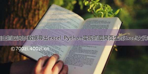 python 爬虫抓取网页数据导出excel_Python实现抓取网页生成Excel文件的方法示例