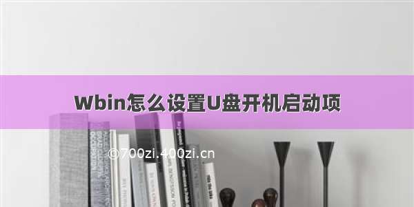 Wbin怎么设置U盘开机启动项