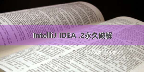 IntelliJ IDEA .2永久破解