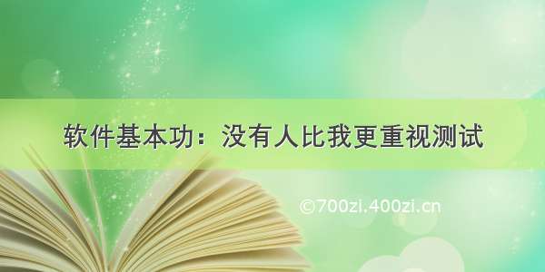 软件基本功：没有人比我更重视测试