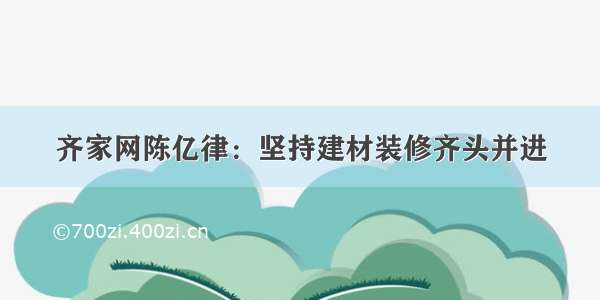 齐家网陈亿律：坚持建材装修齐头并进