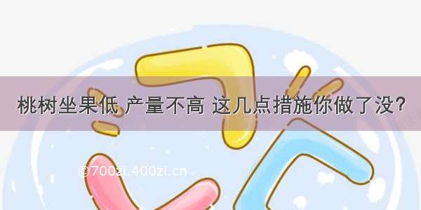 桃树坐果低 产量不高 这几点措施你做了没？