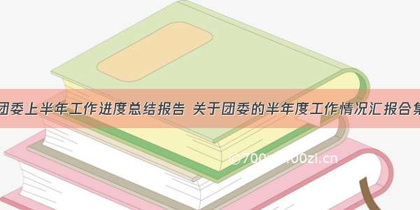 团委上半年工作进度总结报告 关于团委的半年度工作情况汇报合集