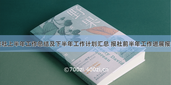 报社上半年工作总结及下半年工作计划汇总 报社前半年工作进展报告