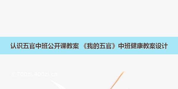 认识五官中班公开课教案 《我的五官》中班健康教案设计