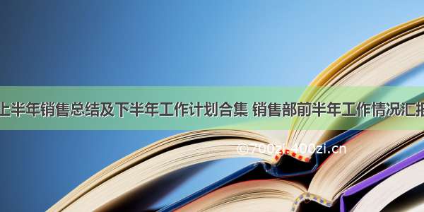 上半年销售总结及下半年工作计划合集 销售部前半年工作情况汇报