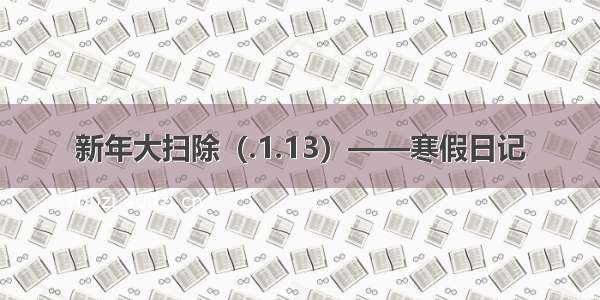 新年大扫除（.1.13）——寒假日记