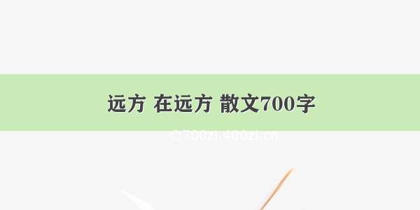 远方 在远方 散文700字