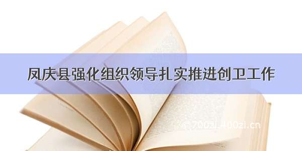凤庆县强化组织领导扎实推进创卫工作