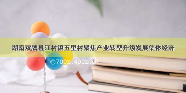 湖南双牌县江村镇五里村聚焦产业转型升级发展集体经济