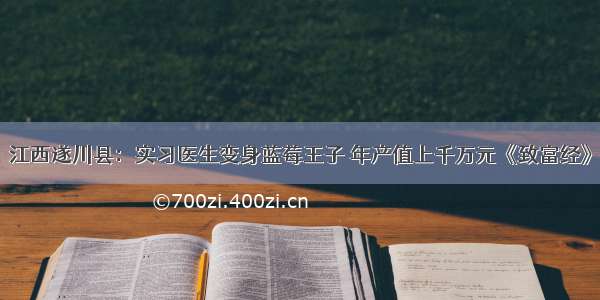 江西遂川县：实习医生变身蓝莓王子 年产值上千万元《致富经》