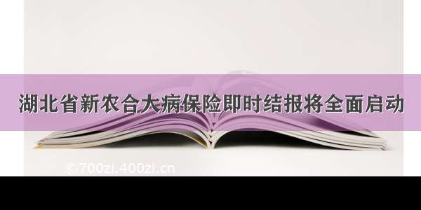 湖北省新农合大病保险即时结报将全面启动