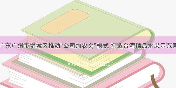 广东广州市增城区推动“公司加农会”模式 打造台湾精品水果示范园