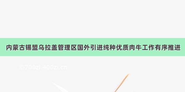 内蒙古锡盟乌拉盖管理区国外引进纯种优质肉牛工作有序推进