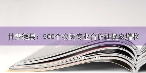 甘肃徽县：500个农民专业合作社促农增收