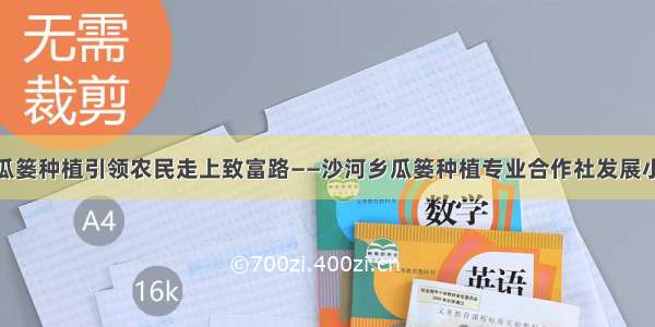 瓜篓种植引领农民走上致富路――沙河乡瓜篓种植专业合作社发展小