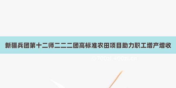 新疆兵团第十二师二二二团高标准农田项目助力职工增产增收