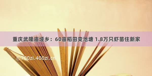 重庆武隆庙垭乡：60亩稻田变池塘 1.8万只虾苗住新家