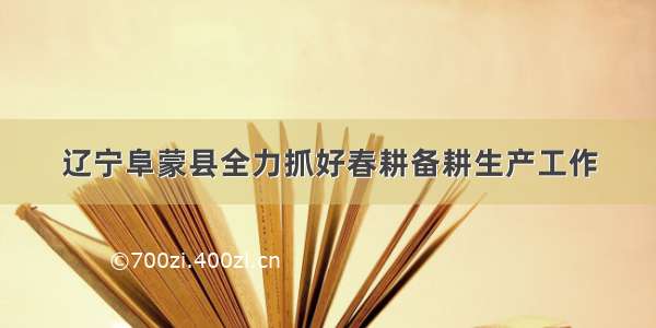 辽宁阜蒙县全力抓好春耕备耕生产工作