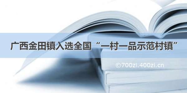 广西金田镇入选全国“一村一品示范村镇”