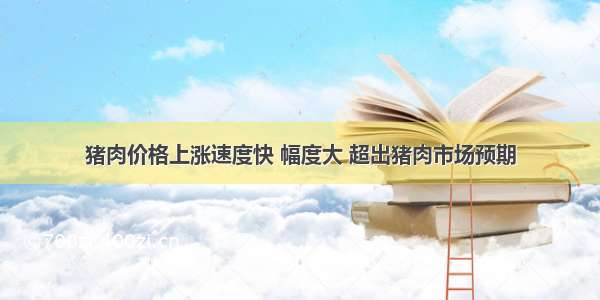 猪肉价格上涨速度快 幅度大 超出猪肉市场预期